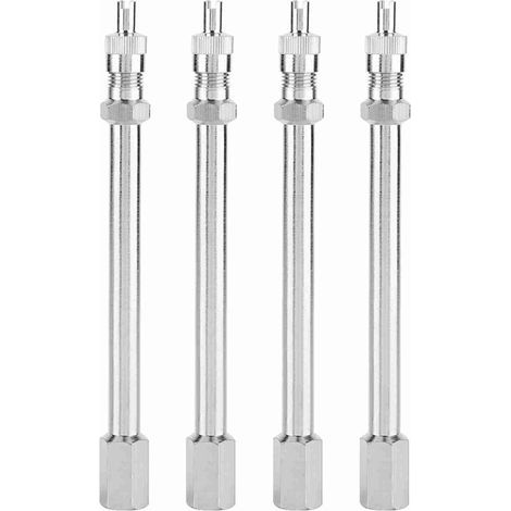 Lot de 4 Embouts de Rallonge de Valve de Pneu 100mm Chrome Adaptateur pour Voiture Camion Poids Lourd