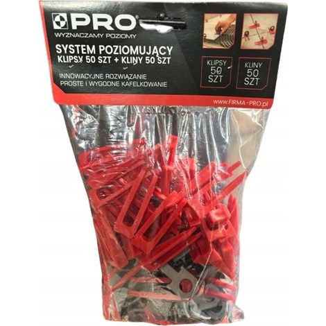 Sistema de nivelación PRO, ancho de junta 1 mm - 50 clips, 50 cuñas. (1/3)