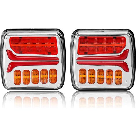 Feu Remorque LED 12V 24V Submersible Feux de Remorque Feux Arriere Remorque 5 Fonctions Feux Stop,Feux Position,Clignotant,Feux Plaque d'immatriculation,Catadioptre,feu arrière étanche 2pcs (1/5)