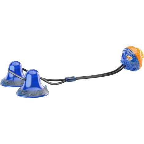 1 jouet à fuite, TPR avec ventouse et cordelette, orange ou bleu, 20 x 10 x 6,3 cm, pour chiens qui mâchent intensément (1/5)
