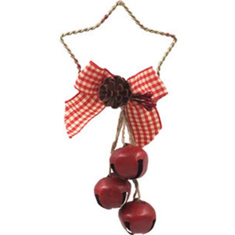 Guirlande Porte Noël - Pommes De Pin Faux - Clochettes Métalliques - Ruban À Carreaux Buffalo - Pour Porte Et Mur - 2 Pièces (1/5)