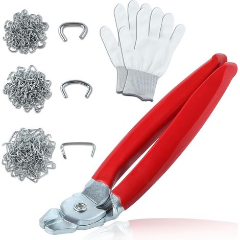 Kit de 500 pinces à anneaux de porc, anneaux de porc de 1,9 cm, 1,2 cm, 3/8" avec pince à anneau de porc coudée, kit d'installation professionnel pour cages d'animaux domestiques, clôtures (1/5)