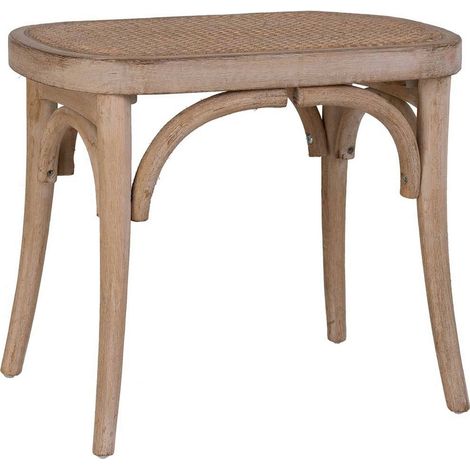 tabouret en bois marron assise en rotin style contemporain - bois naturel marron clair (1/5)