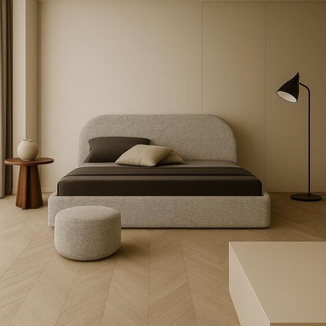 Sofello Polsterbett nach Maß MOON Melange-Farbe 200x200 Metall-Lattenrost Hochwertig Bett mit Bettkasten und Stauraum (1/5)