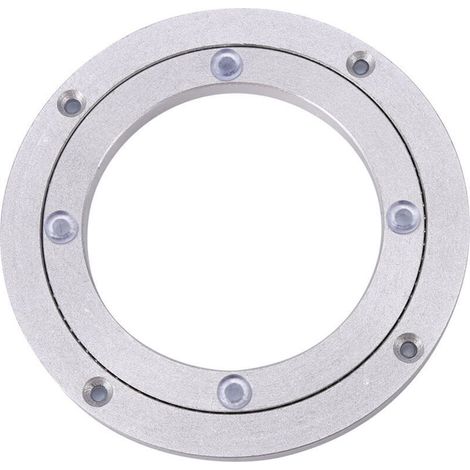 Roulement de bureau, plateau tournant universel de table ronde en alliage d'aluminium argenté, plaque à rouleaux rotative, pour la décoration de gâteaux (8 pouces diamètre intérieur : 14,5 cm di
