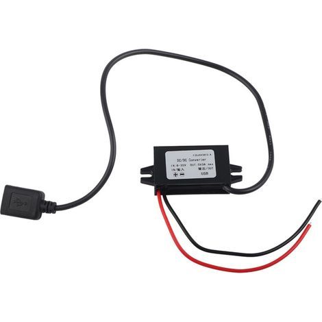 .1pc DC-DC Buck Adaptateur 12V/24V vers USB 5V 3A Convertisseur Régulateur Câble Fils