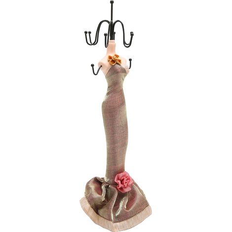 Porte-bijoux en bois avec présentoir mannequin pour colliers et boucles d'oreilles (1/5)