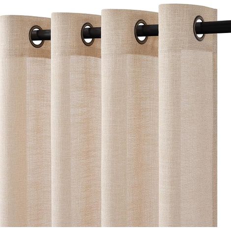 Net Curtains Linen Curtain 140 x 225 cm Living Room Bedroom Translucent Curtains with Eyelets Dressing Kitchen Door Window (1/5)
