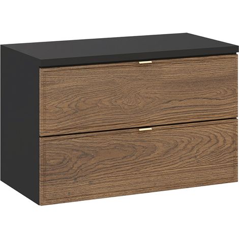 Mueble bajo lavabo 80cm encimera Elena Madera y negro