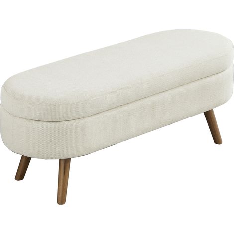 Panca contenitore 110 cm in ciniglia beige con vano portaoggetti e struttura in MDF MODENUIT (1/5)