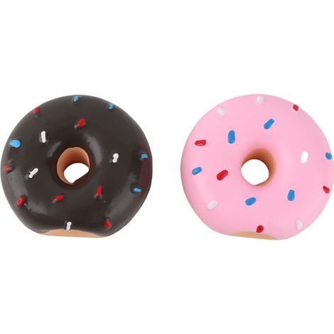 Lot de 2 jouets interactifs en latex en forme de beignet pour chiens, pour le nettoyage des dents, la protection et la mastication. (1/5)