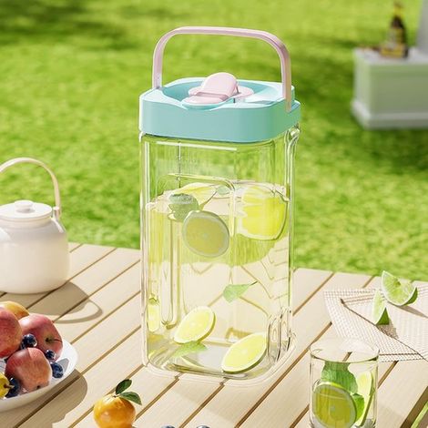 Distributeur de boissons grande capacité , bouteille d'eau en plastique, compatible avec le réfrigérateur - Rose et bleu (1/5)