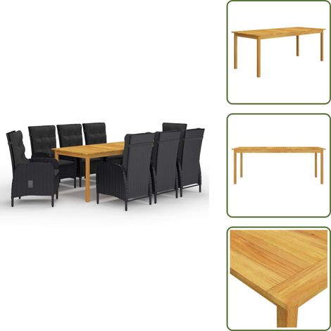 Ensemble à manger de jardin 9 pcs Noir - Ensemble Salon De Jardin - Mobilier De Jardin - Table De Jardin - Chaises De Jardin - Acacia Massif (1/5)