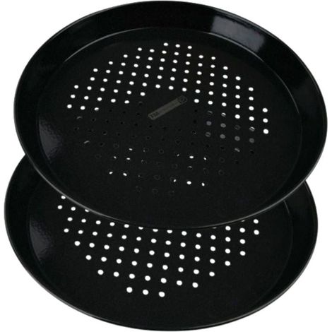 Lot de 2 plaques à pizza perforées rondes, four et barbecue 32 cm FM Professional Barbecue