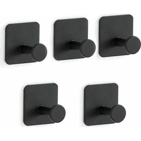 5PCS-Crochets Auto-adhésifs Acier Inoxydable Robuste Crochet à Serviette Pas de Perçage Solide Coller sur Mur Crochets pour Cuisine Salle de Bain Accueil Porte Manteau Clé Peignoir