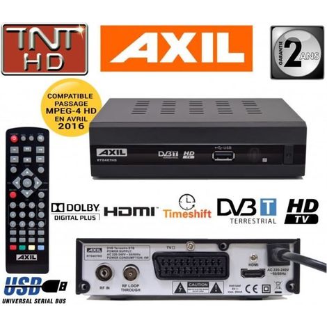Décodeur TNT HD - Axil - RT407 - PVR - HDMI - Timeshift