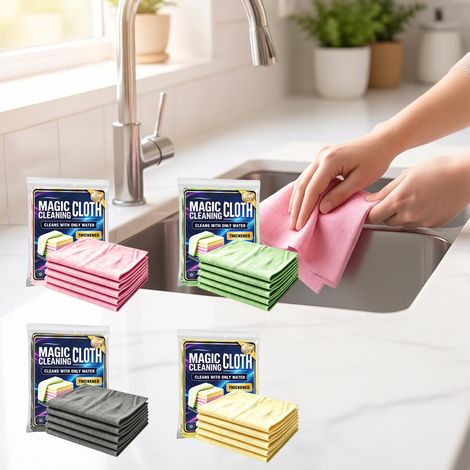 Magic Cleaning Cloth: Soft, microfiber cloth for cleaning kitchen countertops, dining tables, and car interiors - Pink 5-PACK -- BIEMMEDUE (1/5)