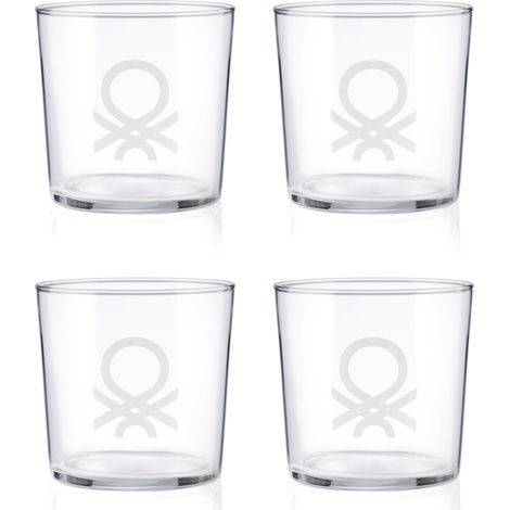 CASA BENETTON 4 PIÈCES (0.35 CL) VERRES À EAU AVEC LE LOGO NOIR (1/5)