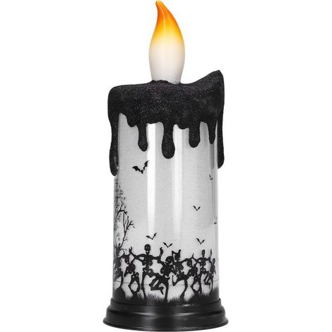Boule à neige d'Halloween avec bougies LED décoratives, lampe bougie électronique pour fête, squelette dansant (1/5)