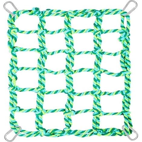 Perroquets Filet d'escalade Jouet,11x7,9'' Petit Animal Corde Filet,Jouet Suspendu Furet Jouet D'Activité avec 4 Crochets en Métal pour Rat Hamster Oiseau Furet Habitat Décor Jouer (1/5)