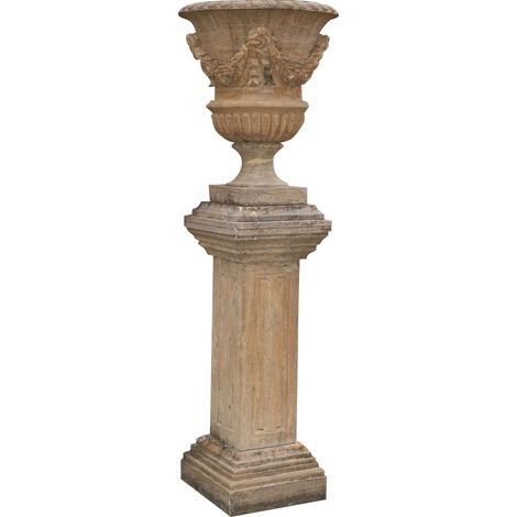 Vase mit Steinsockel L65xPR65xH198 cm