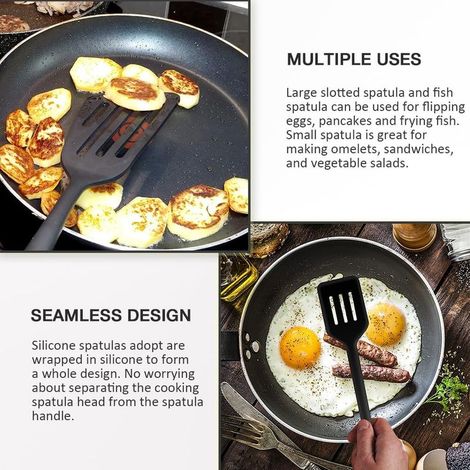 Set mit 3 Silikonspateln zum Braten, für Fisch und einem Minispatel (1/3)