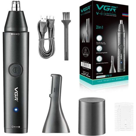 Tondeuse Électrique - Lavable - Pour Visage Et Corps - 2 Têtes De Coupe - USB Rechargeable - 5 W - 150 Min Autonomie - V-613