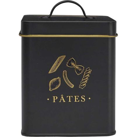 Boîte de rangement en métal noir et doré pour pates - LUXOR