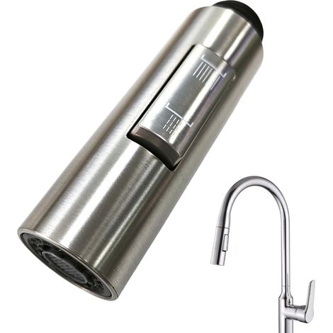 Douchette Extractible pour Évier de Cuisine 2 Modes, Embout Pulvérisateur Compatible avec Robinet Mitigeur, Anti-Éclaboussure Idéal pour Cuisine et Camping-Car, Installation Sans Outil (1/5)
