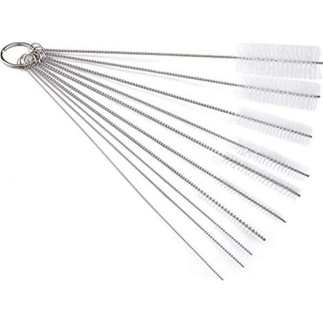 10 pcs Tube Brosse de Nettoyage, Brosse de Nettoyage Bouteille Goupillon Nettoyage pour Bouteille en Verre Tuyau Brosses de Nettoyage Bébé Biberon Bouilloire Clavier