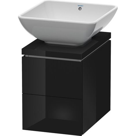 Meuble sous-vasque L-CUBE 320x477x400mm noir haute brillance