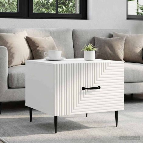 Table basse avec tiroir Blanc 49 x 50 x 40 cm Bois d'ingénierie vidaXL (1/5)
