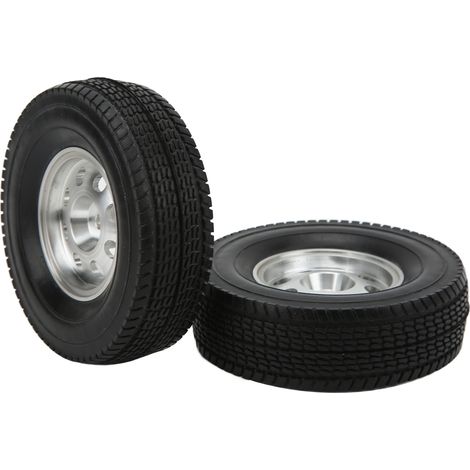 2 pièces roue métal CNC avec pneu caoutchouc 85mm pour camion tracteur Tamiya 1/14 voiture RC (1/5)