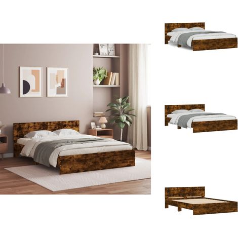 Cadre de lit sans matelas chêne fumé 150x200 cm - Cadre De Lit - Lit Double - Lit En Bois - Lit Design - Literie (1/5)