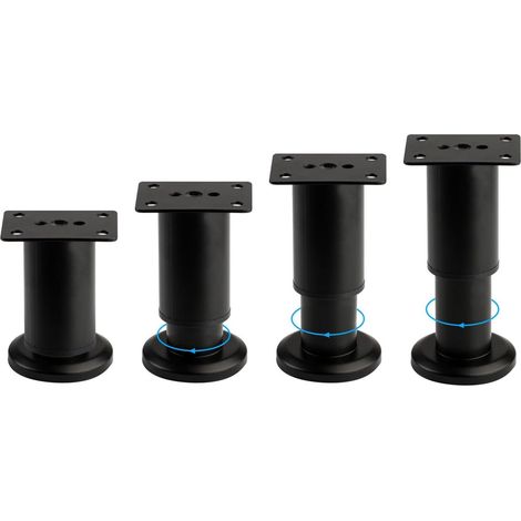 Pied de meuble - Pied de meuble - Réglable - Acier inoxydable - Pour meubles, bancs - Noir (1/5)