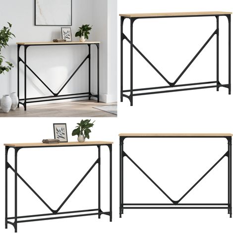 Table console chêne sonoma 102x22,5x75 cm bois d'ingénierie - Table Basse - Meuble D'entrée - Table D'appoint - Table Console - Design Industriel - Home & Living (1/5)