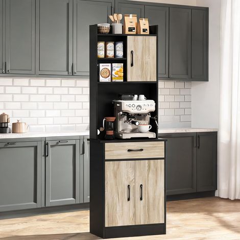 Buffet bois naturel en panneau de particules 60 x 40 x 180 cm (1/5)