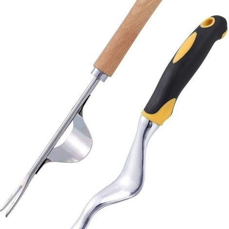 Manuelles Unkrautentfernungswerkzeug, 2-teiliges Handunkrautentfernungswerkzeug für Löwenzahn, Gartenunkrautstecher mit rutschfestem Griff (1/4)