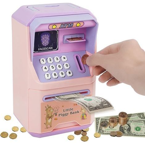 Tirelire électronique code accès - 1 pièce, Coffre-fort billets pièces, Distributeur son, Pour 3-12 ans - /Multicolore (1/5)