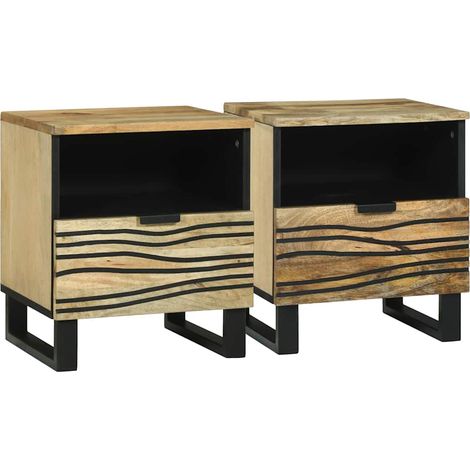 Nachttisch 2 pcs Braun 40 x 33 x 46 cm Massivholz Akazie