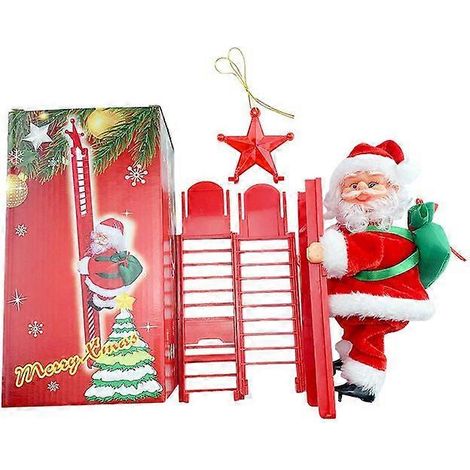 Décoration de Noël : échelle électrique musicale Père Noël à suspendre au sapin, style classique. (1/5)
