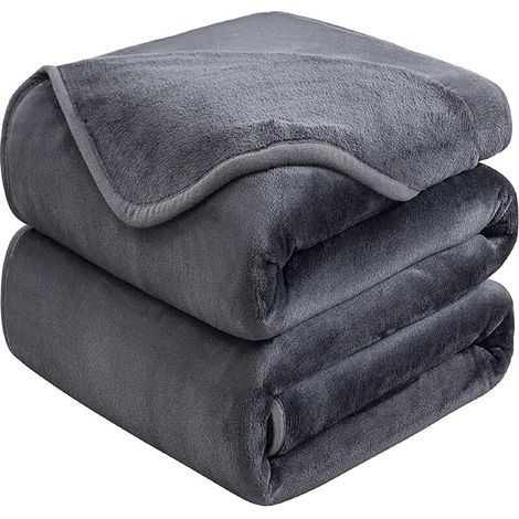Couverture en microfibre douce et extra-large, 90 x 90 pouces, polaire chaude pour toutes les saisons, gris foncé.