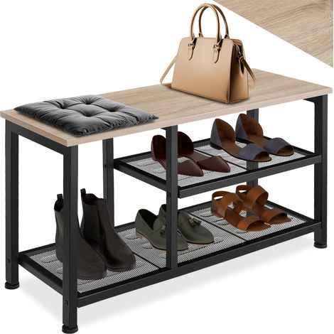 Étagère à chaussures en panneau de fibres 80 x 30 45,5 cm bois clair (1/5)