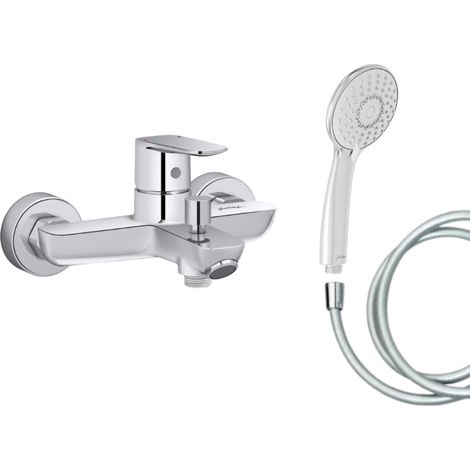 Mitigeur baignoire JACOB DELAFON July+ + pommeau de douche Juliette + flexible de douche lisse (1/5)