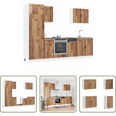 vidaXL Armoires cuisine -  Ensemble de 7 meubles de cuisine "Porto" en bois d'ingénierie vieilli (1/5)
