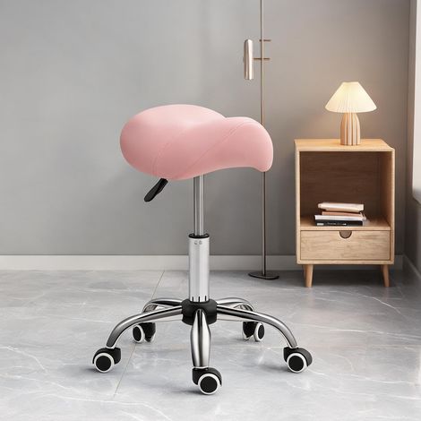 Tabouret coloris rose en pU métal 53 x 52 x 61 cm (1/5)