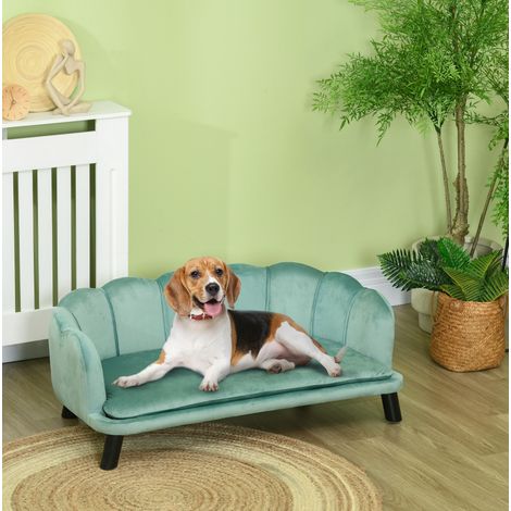 Divano per cane 98.5x60.5x35.5cm Protezione braccioli e schienale Sicurezza per animali Poliestere Verde (1/5)