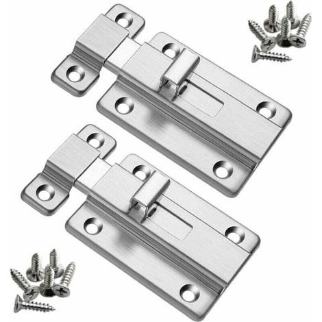 2 pièces Verrou Porte, Porte Loquet en Acier Inoxydable Serrure de Porte avec Vis Verrou Targette pour Portes Intérieures Salle de Bain Toilette Chambre Porte 4 Pouces (1/4)