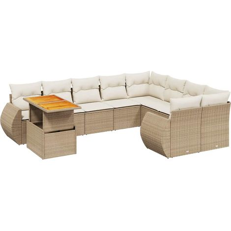 Maison Exclusive - Juego de sofás jardín con cojines beige 10 pza (1/3)