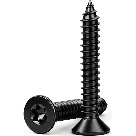 Vis à Bois Torx M6 x 60 mm Noir Vis à Tête Fraisée en Acier Inoxydable A2 V2A Universelle Filetage Complet 20 Pièces (1/5)